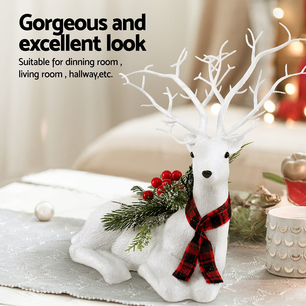 Jingle Jollys 32cm Christmas Reindeer Glitter Ornament White