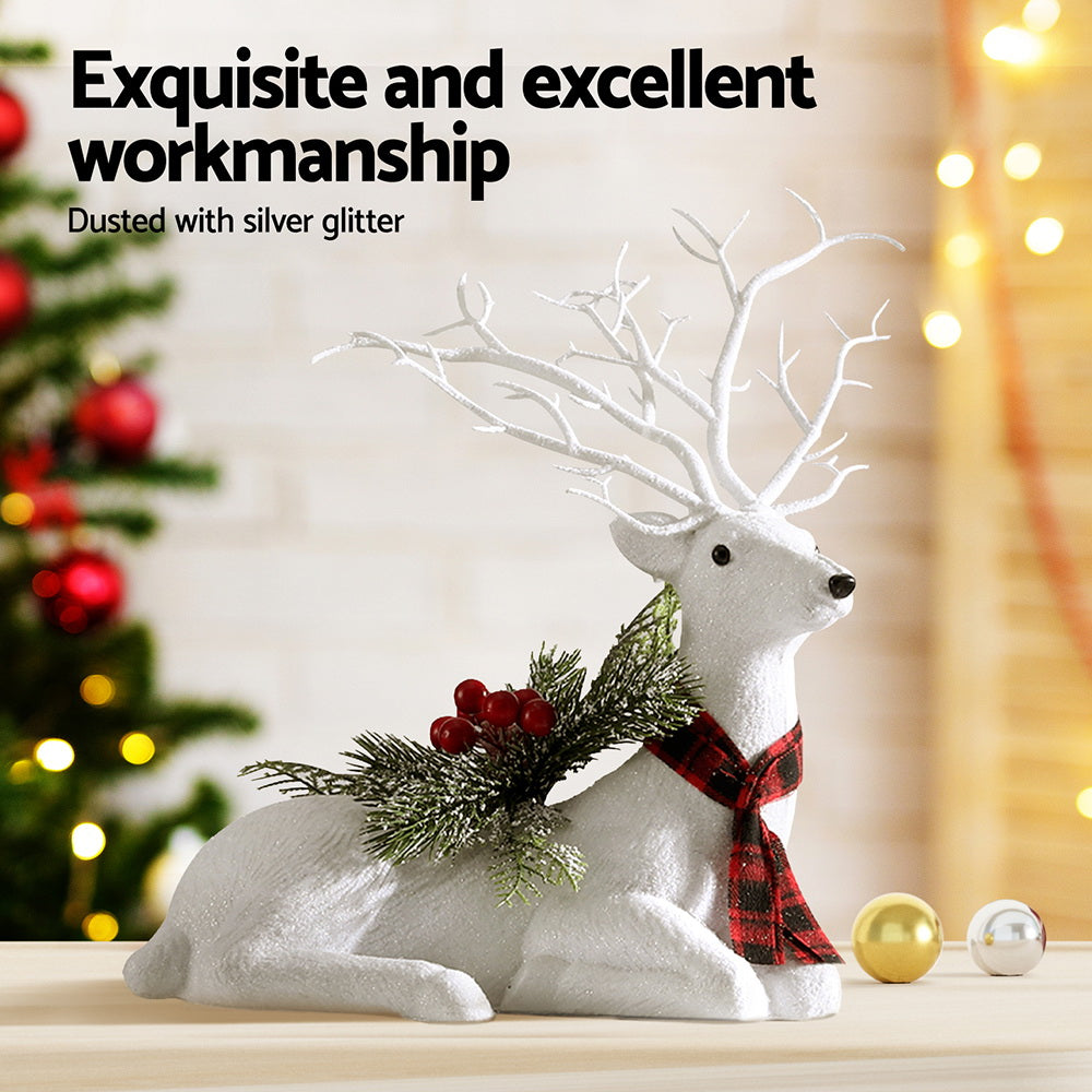 Jingle Jollys 32cm Christmas Reindeer Glitter Ornament White