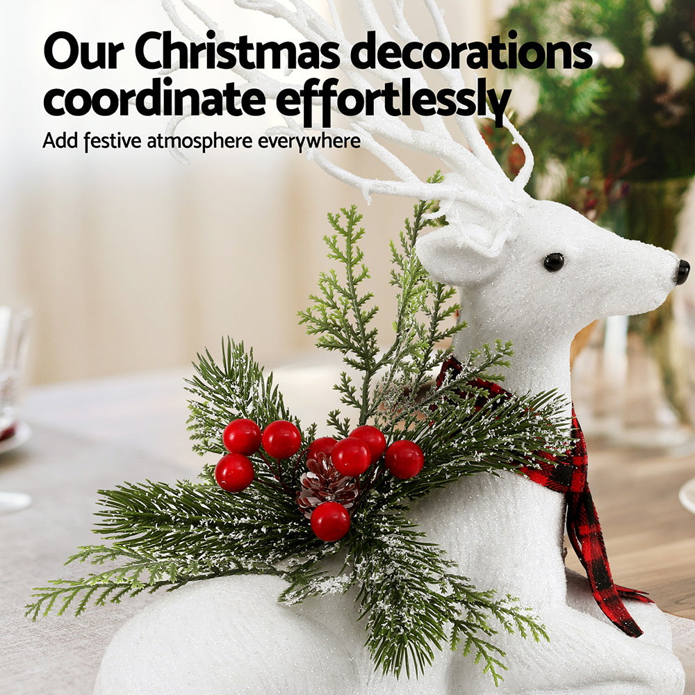 Jingle Jollys 32cm Christmas Reindeer Glitter Ornament White