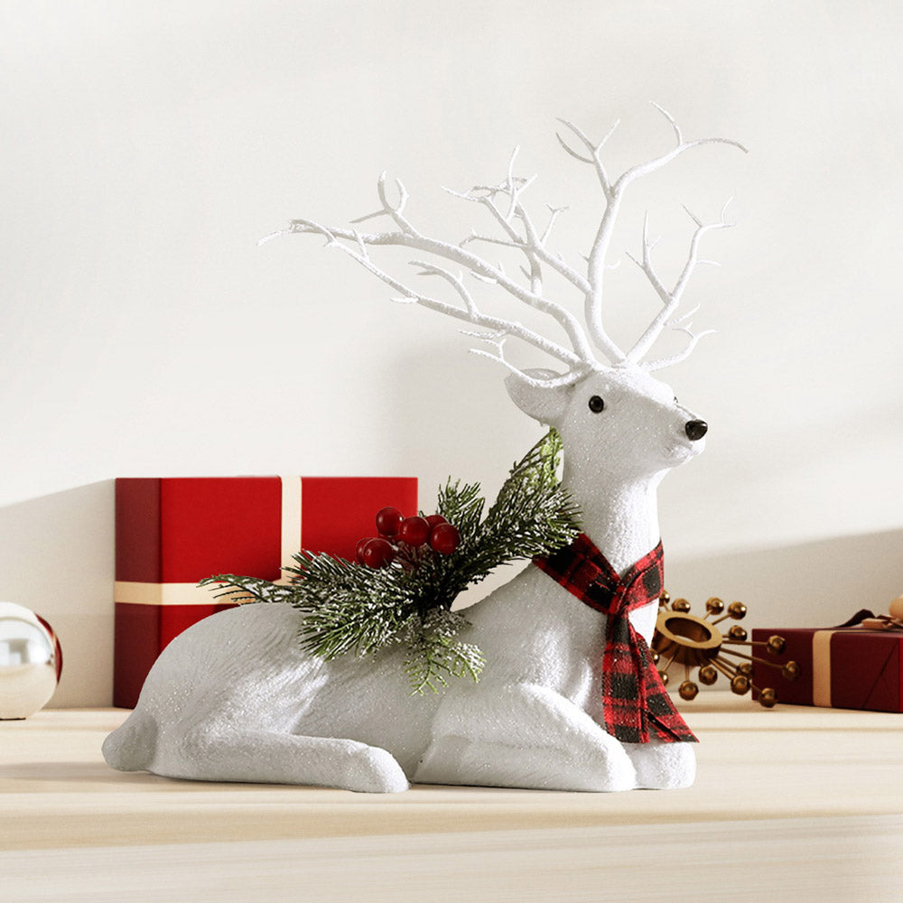 Jingle Jollys 32cm Christmas Reindeer Glitter Ornament White