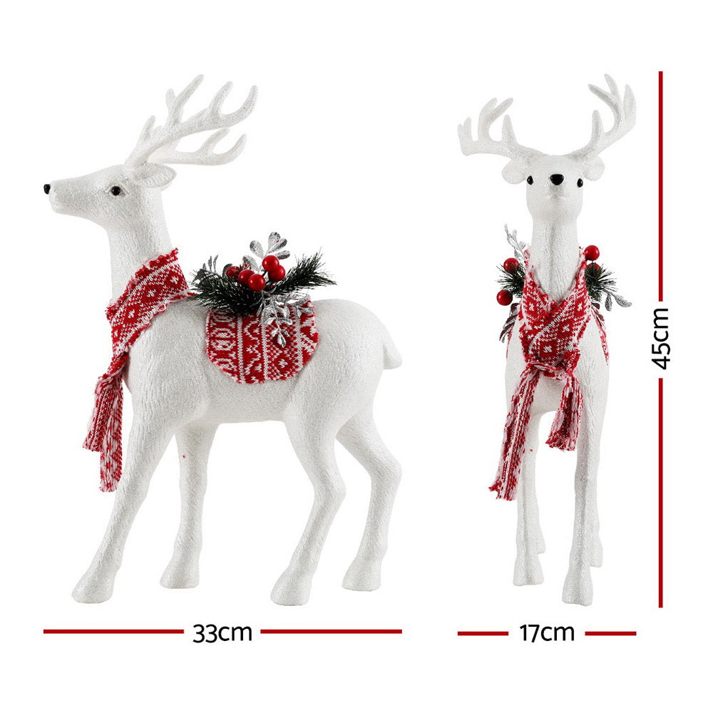 Jingle Jollys 45cm Reindeer Ornament Glitter White Red Scarf