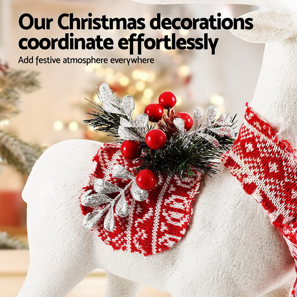 Jingle Jollys 45cm Reindeer Ornament Glitter White Red Scarf