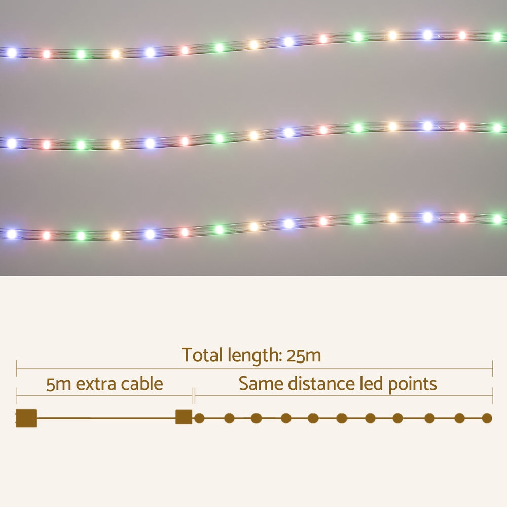 Jingle Jollys 20M Rope Lights 600 LED Multi-Coloured Christmas Decorations