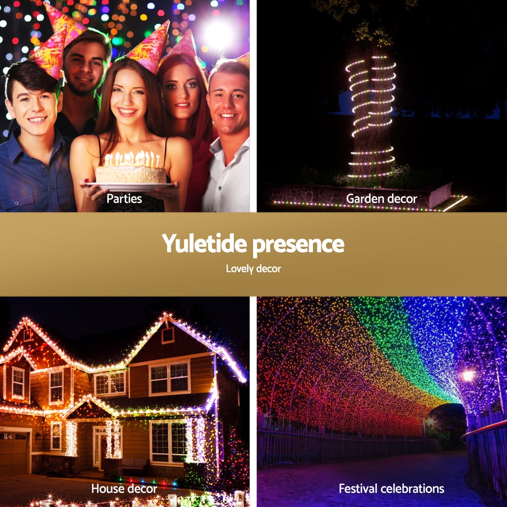 Jingle Jollys 20M Rope Lights 600 LED Multi-Coloured Christmas Decorations