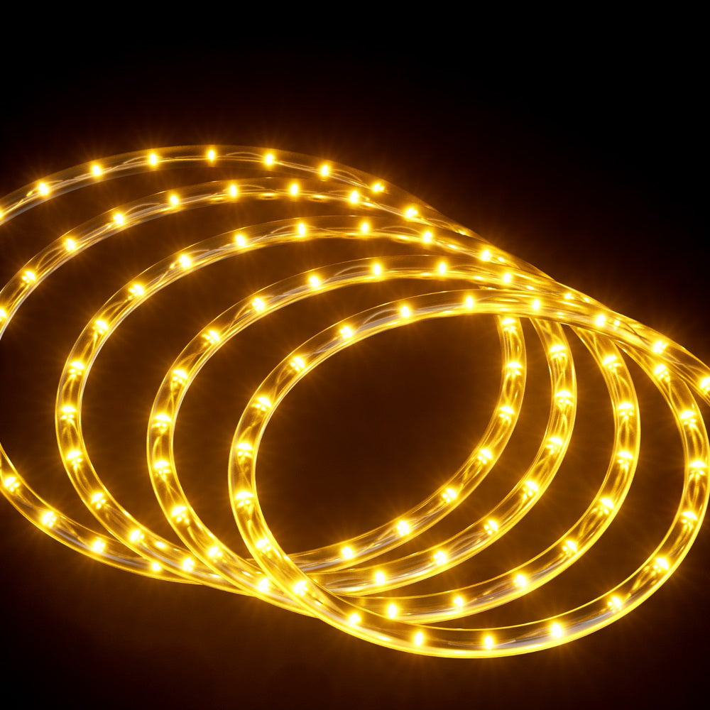 Jingle Jollys 20M LED Rope Lights 600 Warm White Christmas Decorations