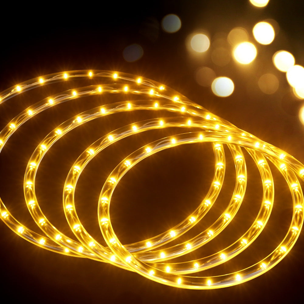 Jingle Jollys 20M LED Rope Lights 600 Warm White Christmas Decorations