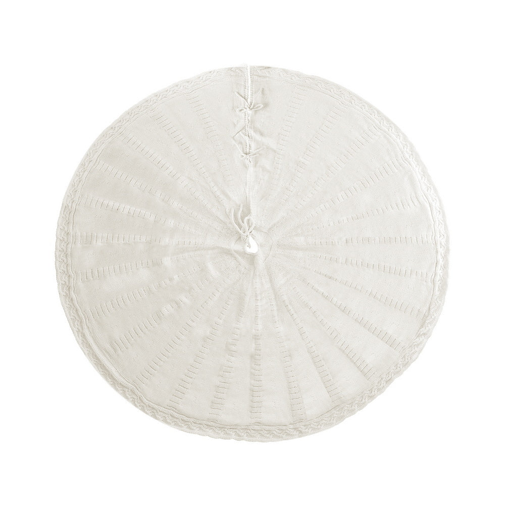 Jingle Jollys Christmas Tree Skirt 120cm Knitted Beige