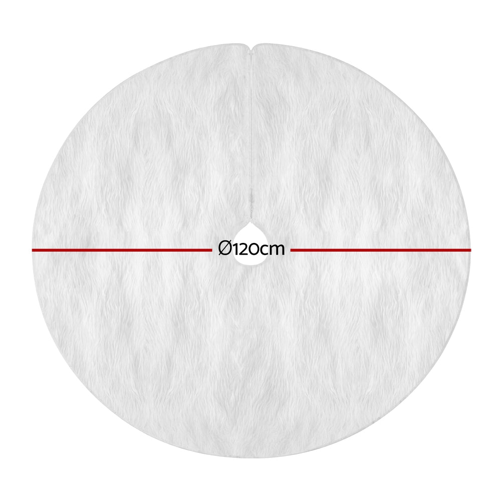 Jingle Jollys 120cm Plush Christmas Tree Skirt White