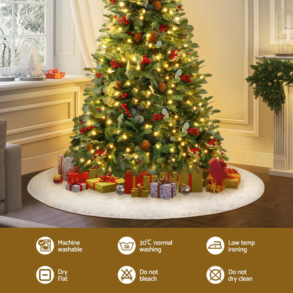 Jingle Jollys 120cm Plush Christmas Tree Skirt White