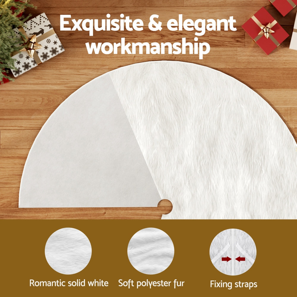 Jingle Jollys 120cm Plush Christmas Tree Skirt White