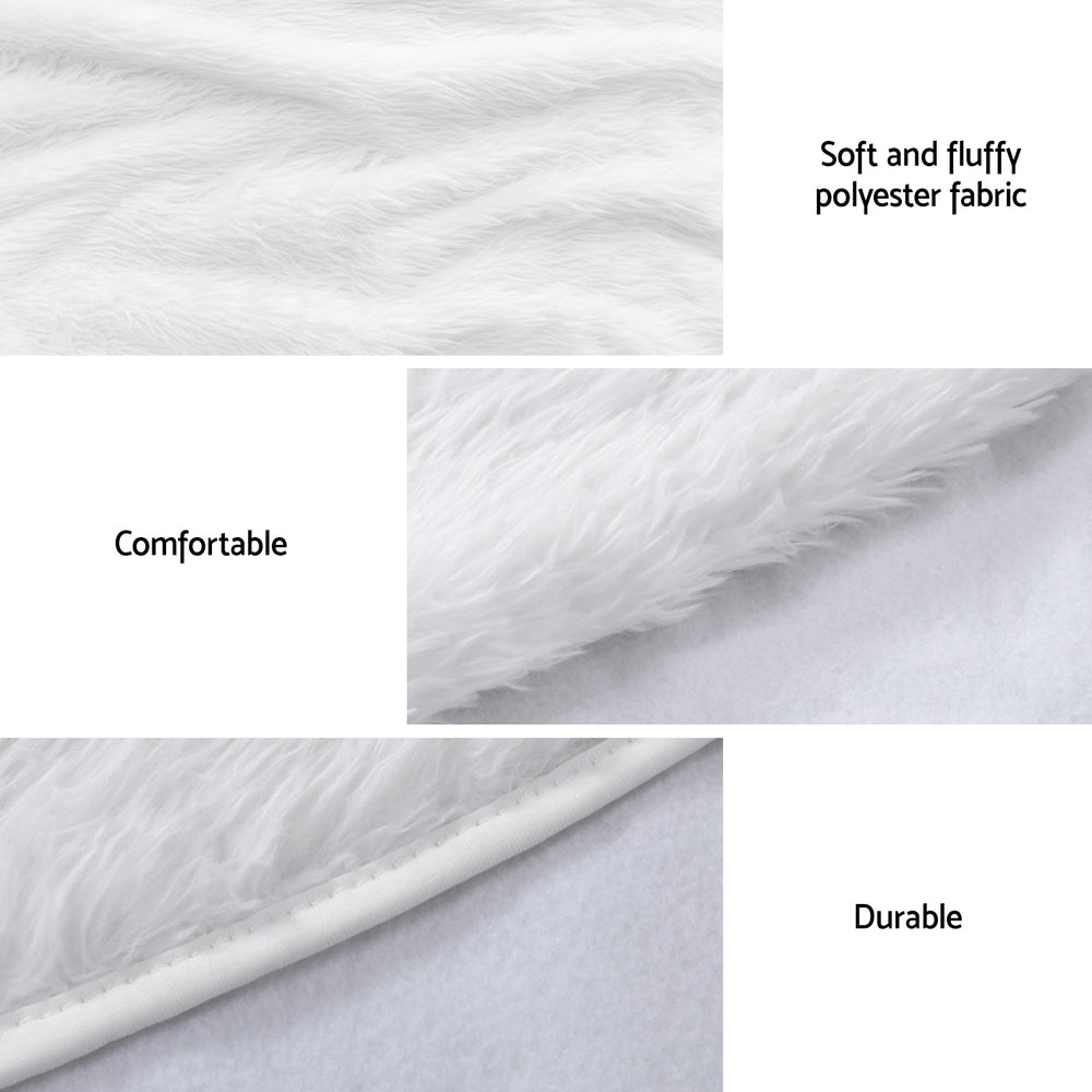 Jingle Jollys 120cm Plush Christmas Tree Skirt White