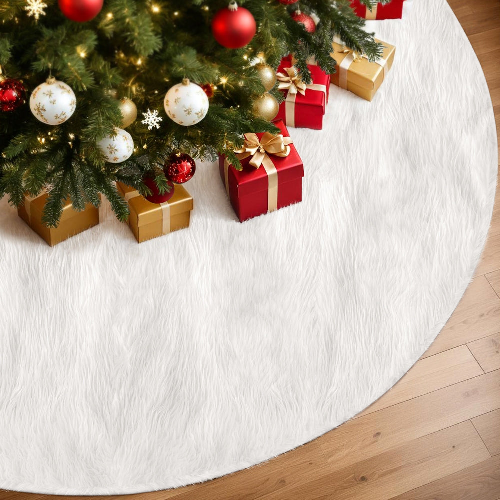 Jingle Jollys 120cm Plush Christmas Tree Skirt White