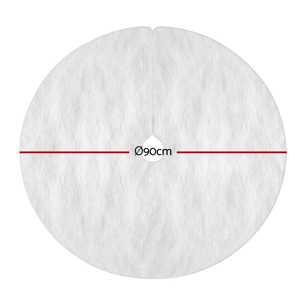 Jingle Jollys 90cm Christmas Tree Skirt Plush White