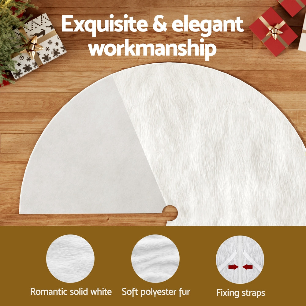 Jingle Jollys 90cm Christmas Tree Skirt Plush White