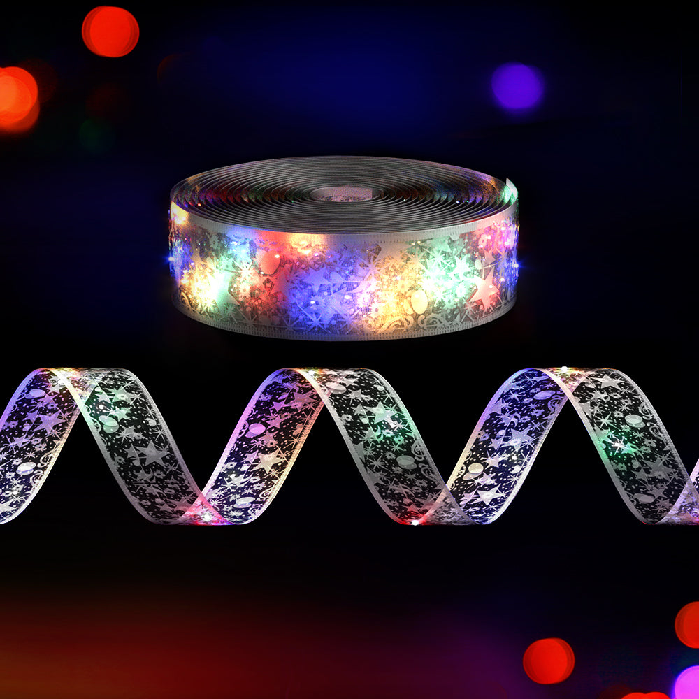 Jingle Jollys 20M Ribbon Fairy Lights 200 LED Multi-Coloured Christmas Lighting