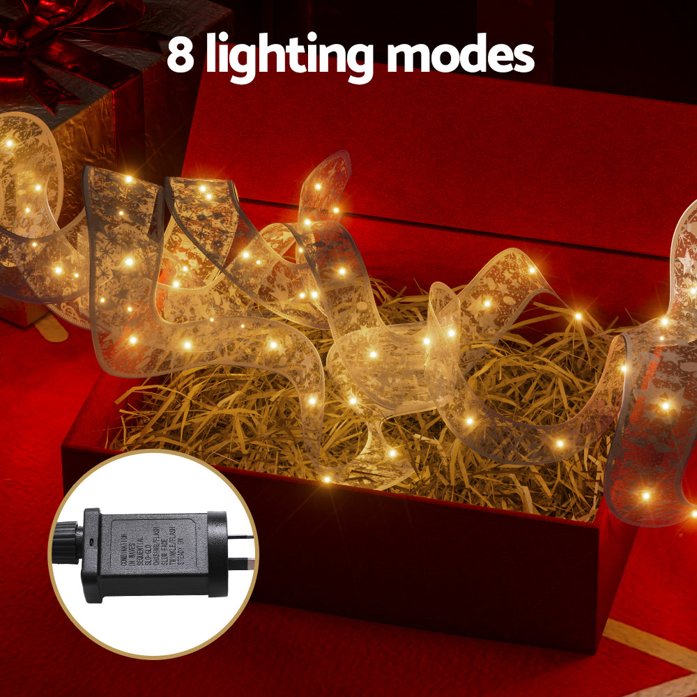 Jingle Jollys 20M Ribbon Fairy Lights 200 LED Warm White