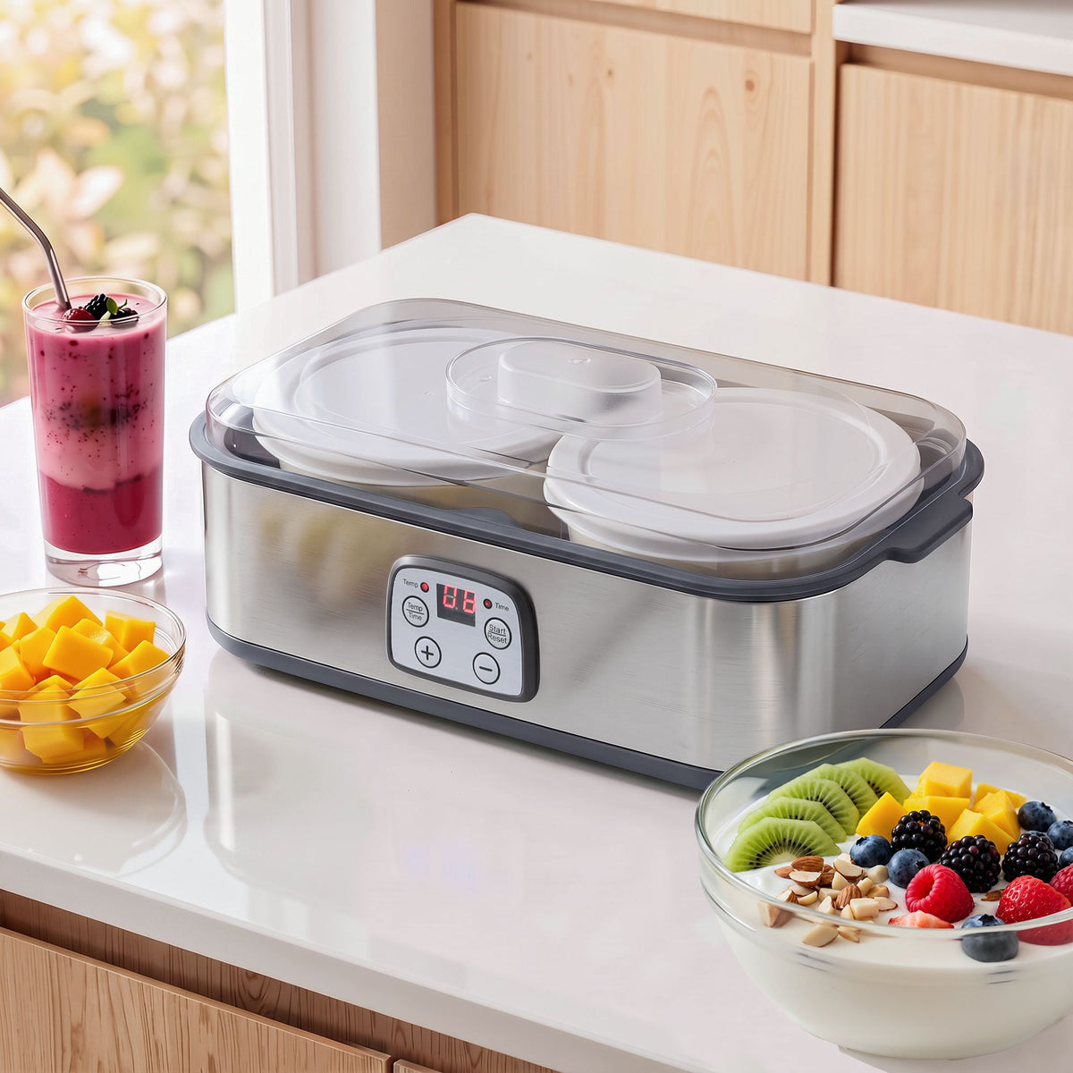 Devanti Yoghurt Maker 2x960ml Large Tubs Grey