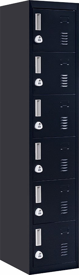 3-Digit Combination Lock 6-Door Locker for Office Gym Shed School Home Storage Black