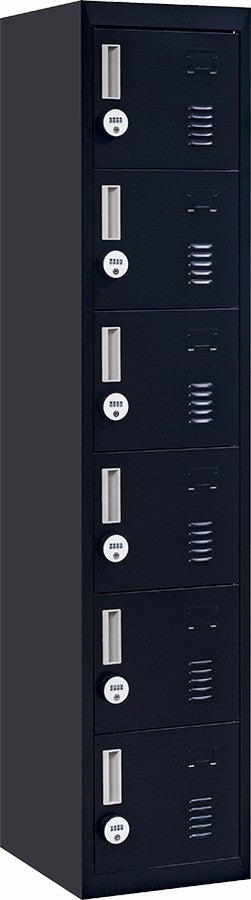 4-digit Combination Lock 6-Door Locker for Office Gym Shed School Home Storage Black