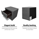 Artiss Bedside Table 2 Drawers Fabric - CADEN Grey