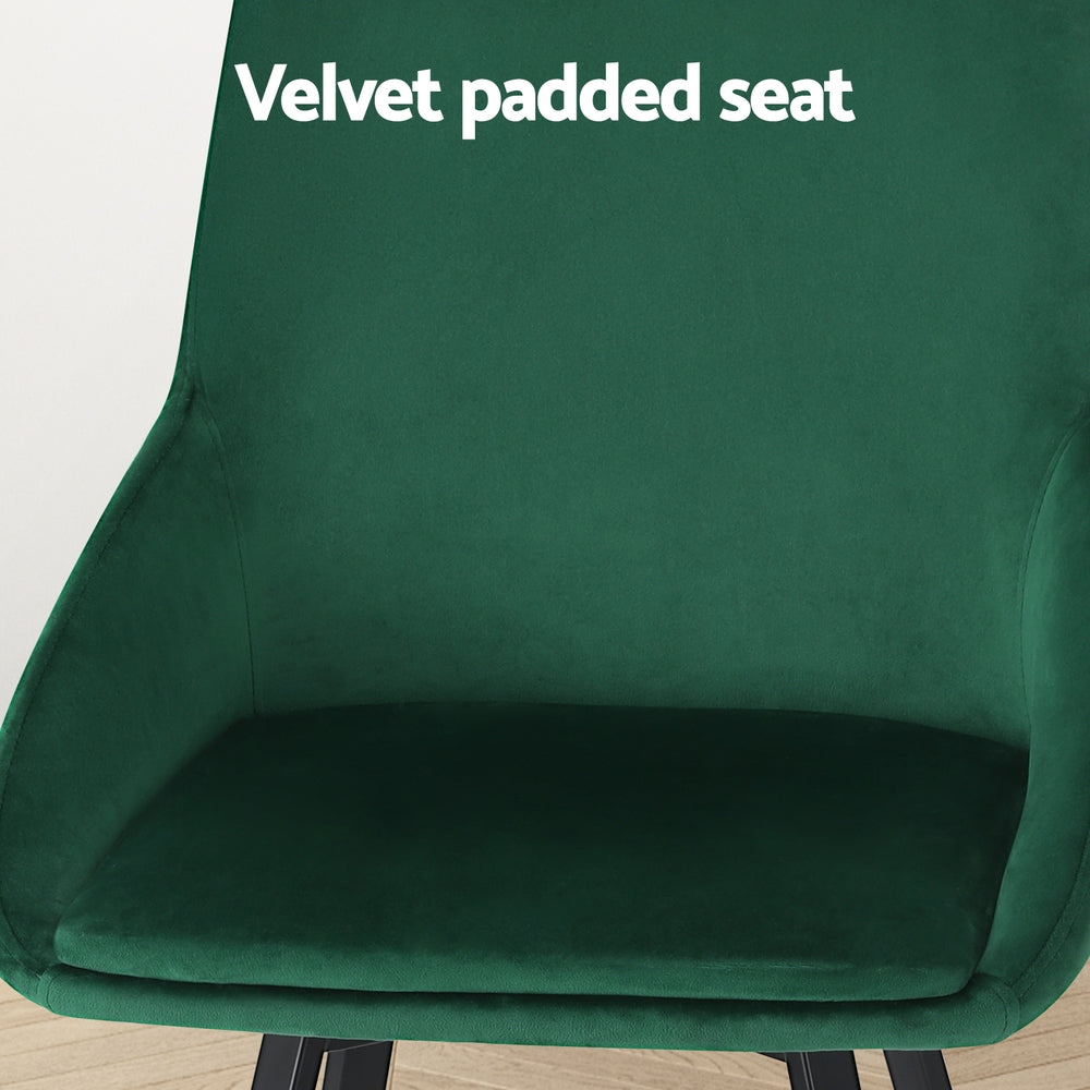 Artiss Dining Chairs Set of 2 Velvet Swivel Base Green