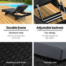 Gardeon Set of 2 Outdoor Sun Lounge Chair with Cushion - Black