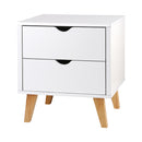 Artiss Bedside Table 2 Drawers - ANDERS White