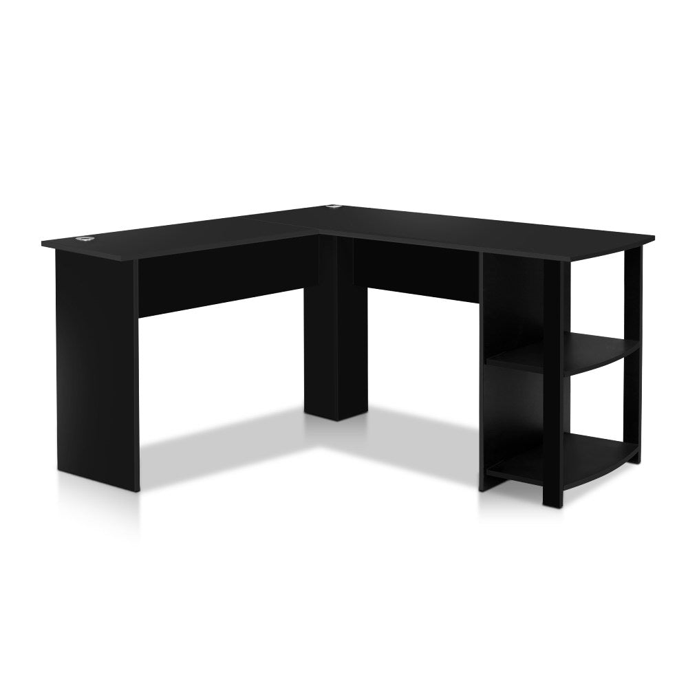 Artiss Computer Desk Shelf L-Shape Black 136CM