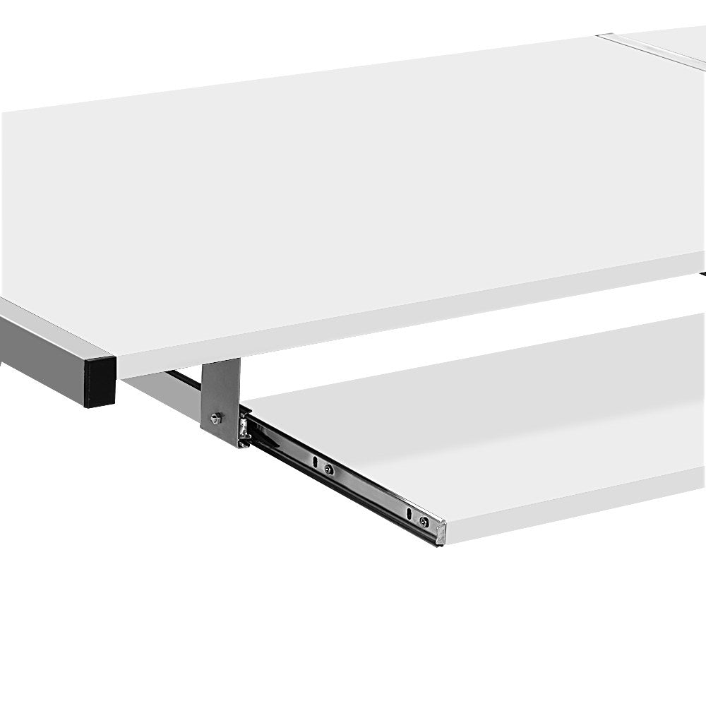 Artiss Computer Desk L-Shape Keyboard Tray Shelf White