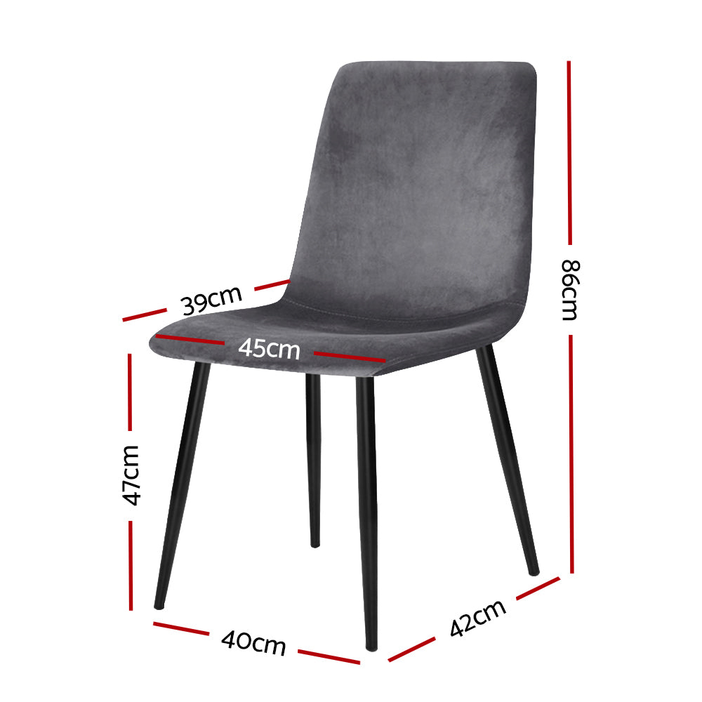 Artiss Dining Chairs Set of 4 Velvet Horizontal Slope Grey