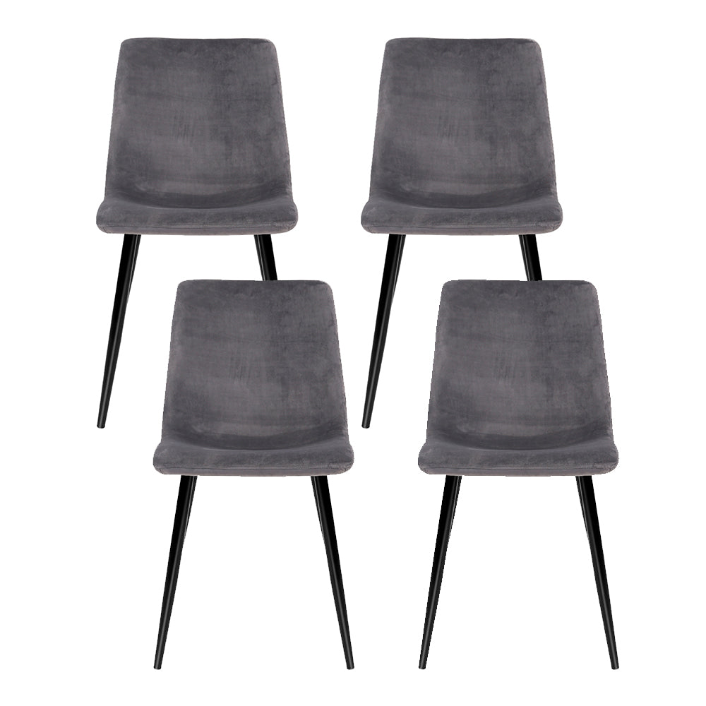Artiss Dining Chairs Set of 4 Velvet Horizontal Slope Grey