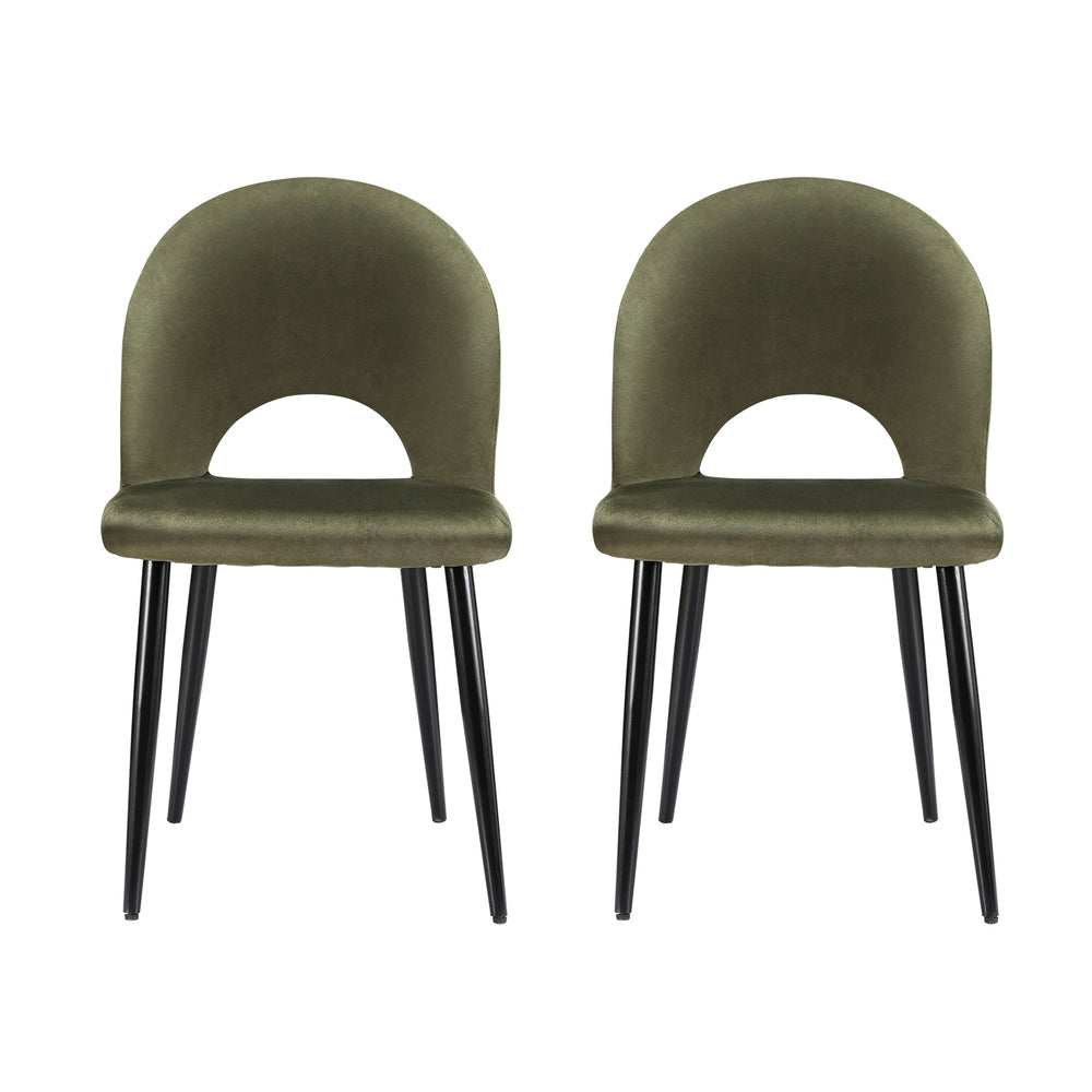 Artiss Dining Chairs Set of 2 Velvet Hollow Green