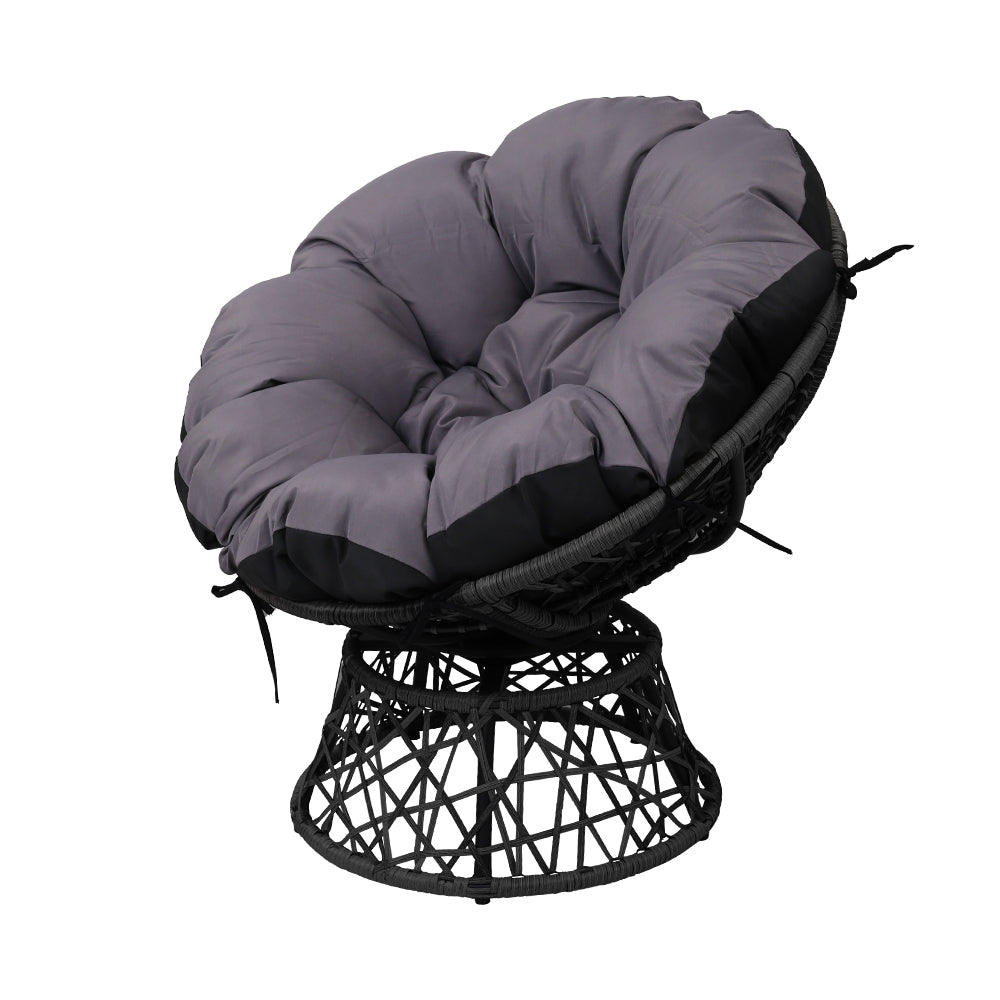 Gardeon Outdoor Chairs Outdoor Furniture Papasan Chair Wicker Patio Garden Black