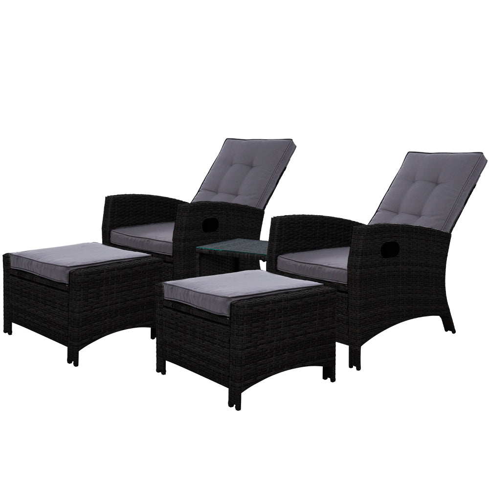 Black rattan recliner online chair