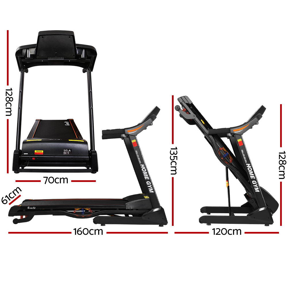 Everfit Treadmill Electric Auto Incline Home Gym Fitness Exercise Machine 480mm