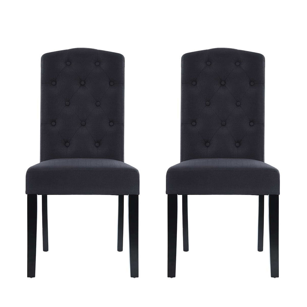 Artiss Dining Chairs Set of 2 Linen Parsons Chair Dark Grey