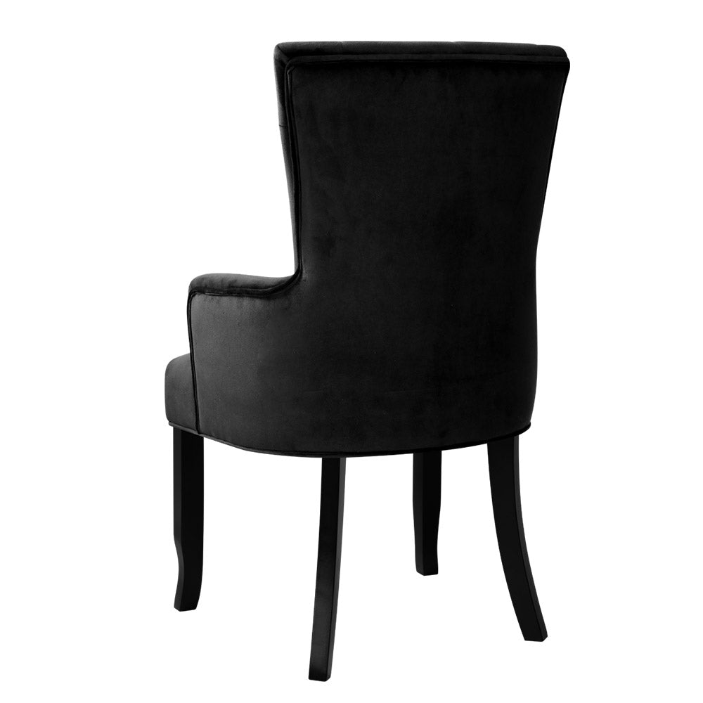 Artiss Dining Chair Velvet French Provincial Armchair Black