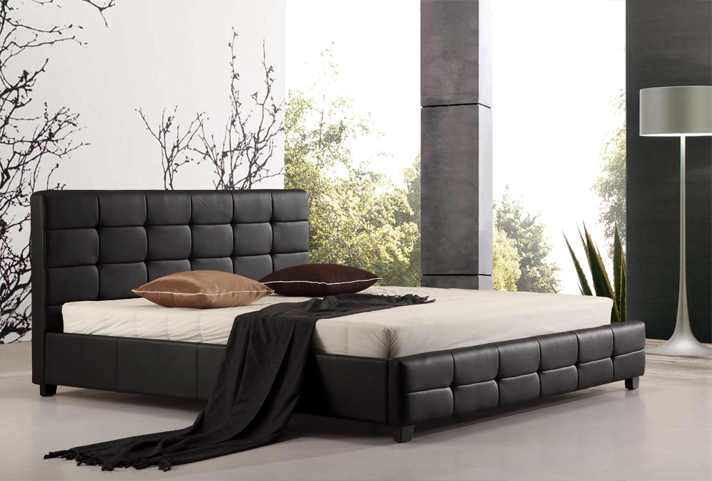 Black on sale leather bed