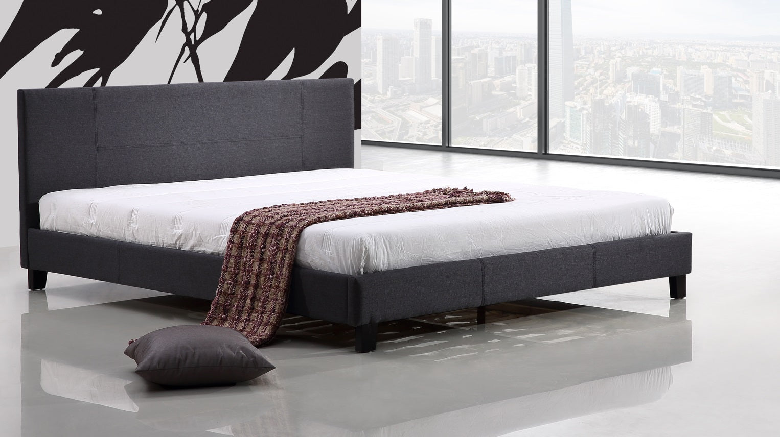 King Linen Fabric Bed Frame Grey