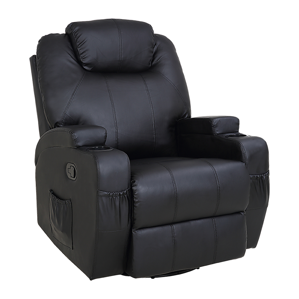 360° Swivel Heated Massage Recliner with Cup Holders