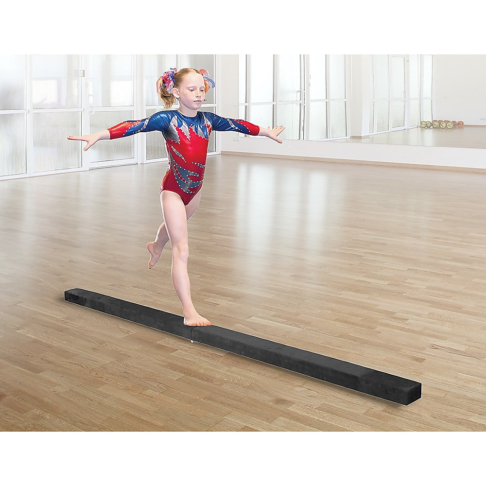 2.4m 8FT Gymnastics Folding Balance Beam Black Synthetic Suede