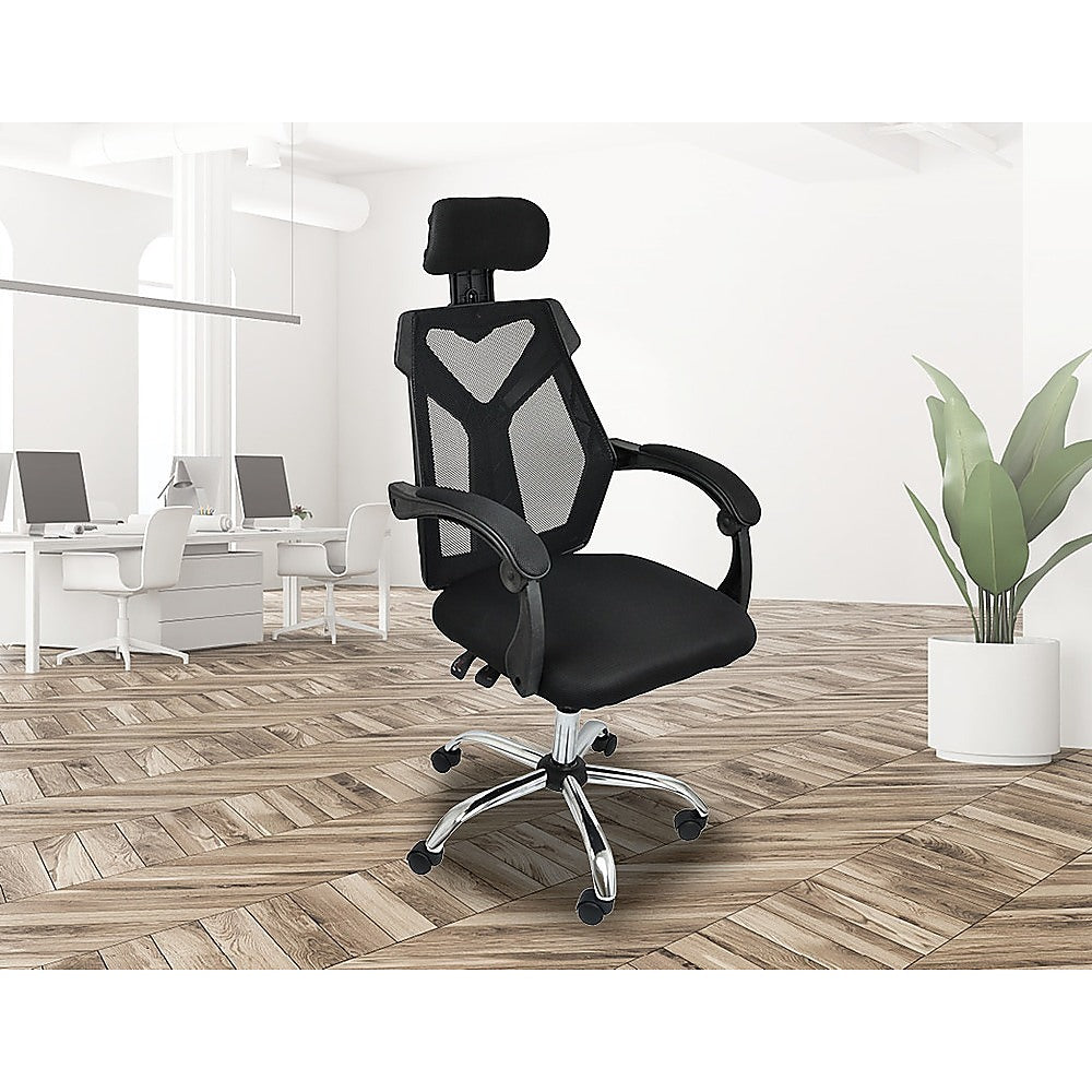 Office Chair Gaming Computer Chairs Mesh Back Foam Seat - Black