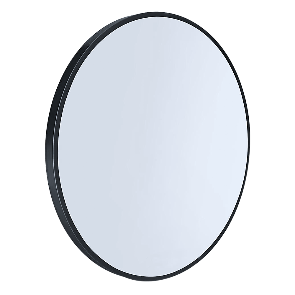 70cm Black Round Wall Makeup Mirror, 4-Layer Silver-Plated