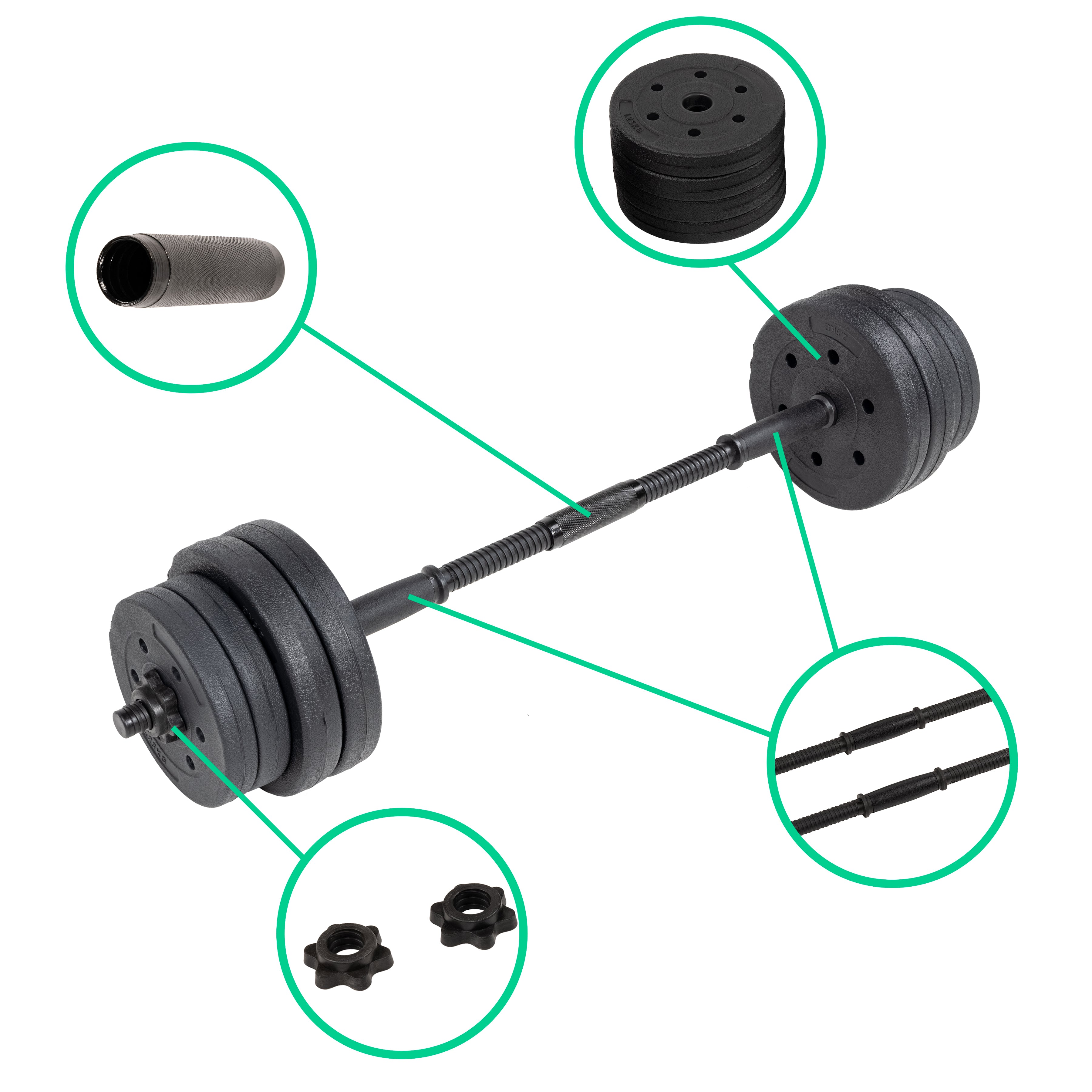 Opti vinyl barbell and dumbbell online set