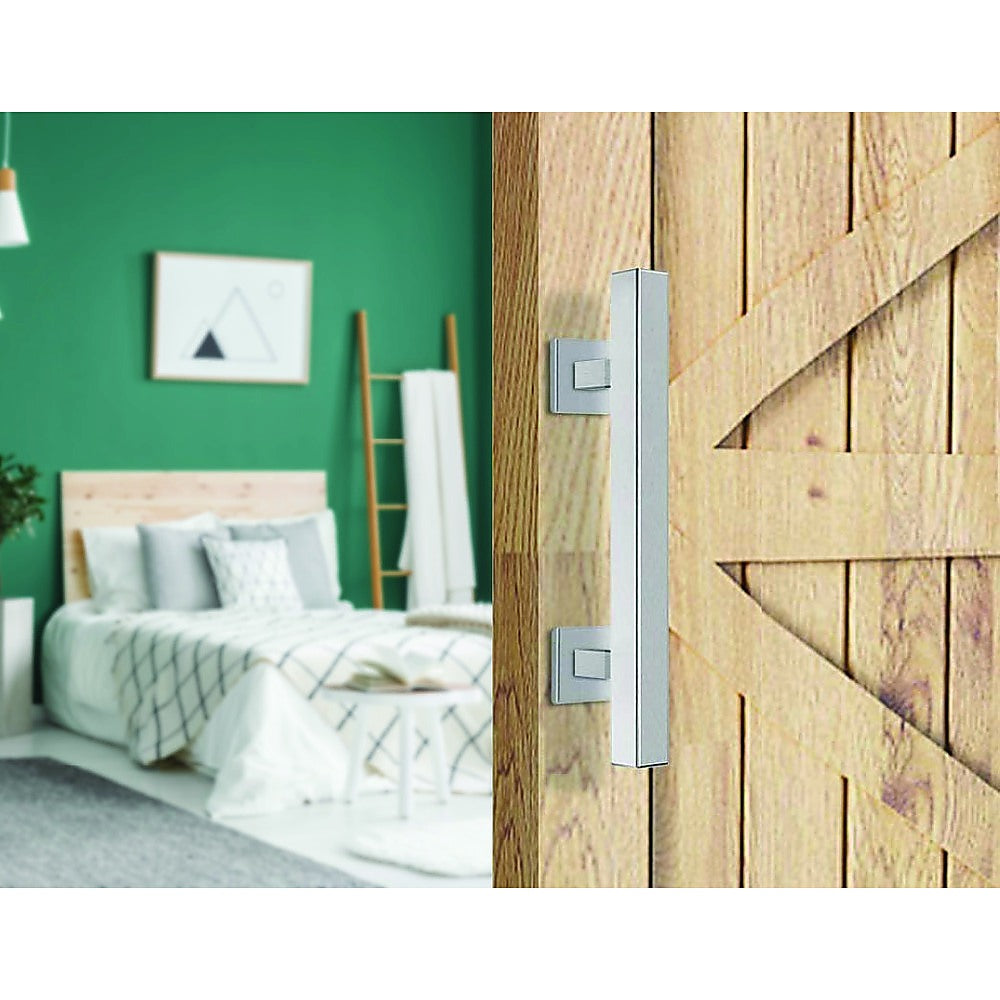 12" Square Pull and Flush Door Handle Set Stainless Steel Barn Door Hardware