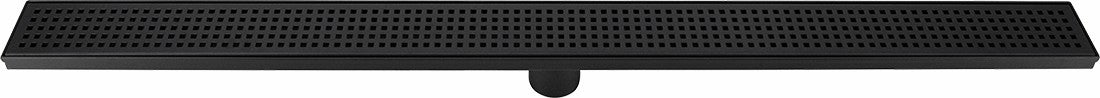 1000mm Bathroom Shower Black Grate Drain w/Centre outlet Floor Waste Square Pattern