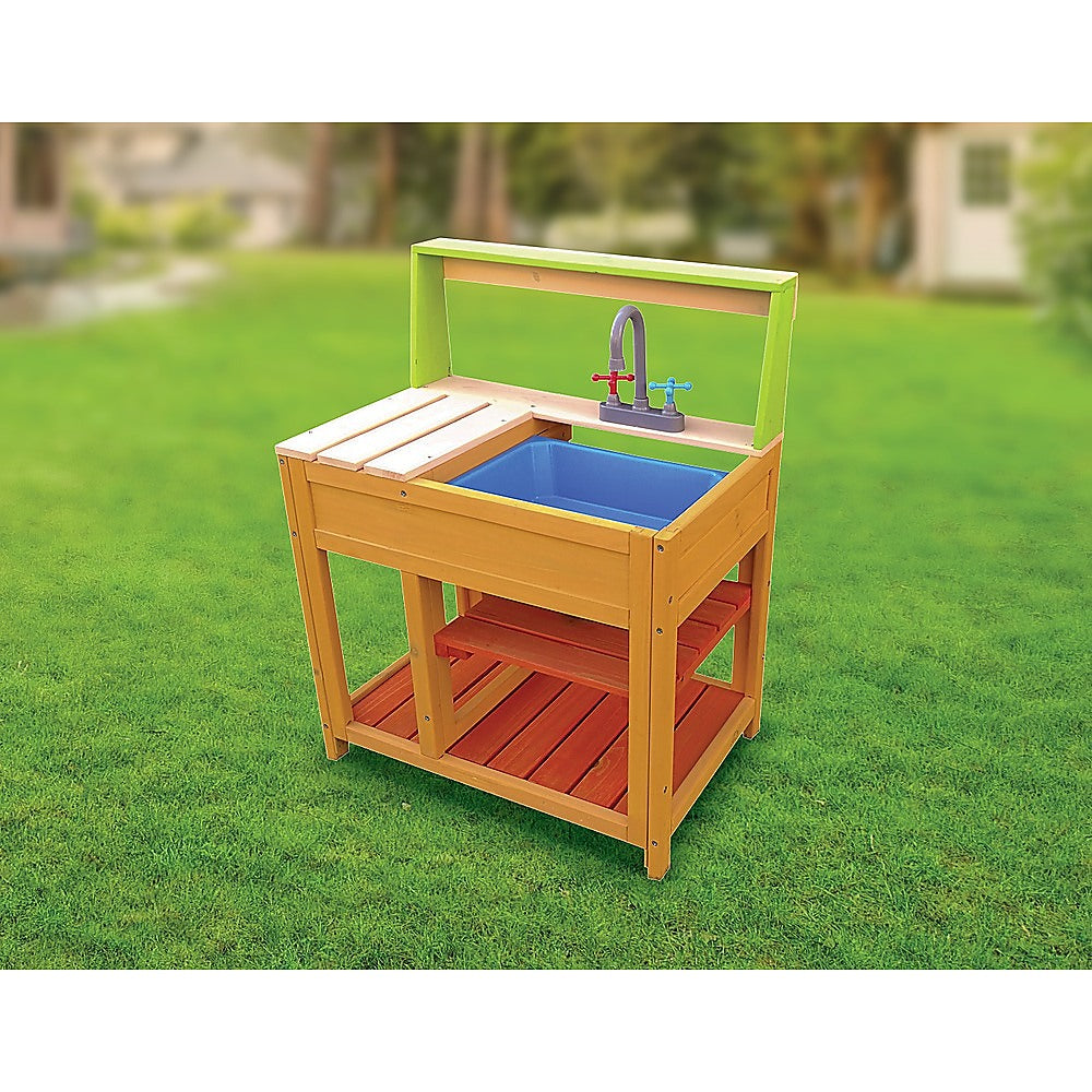 Childrens Outdoor Play Mud Kitchen Sand Pit with Display Shelf