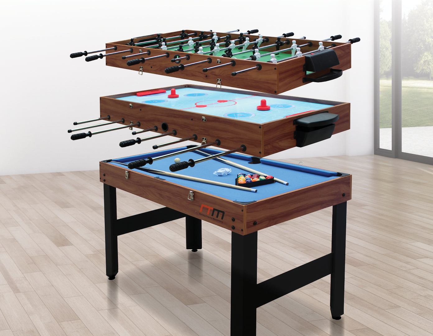 4FT 3-in-1 Games Foosball Soccer Hockey Pool Table