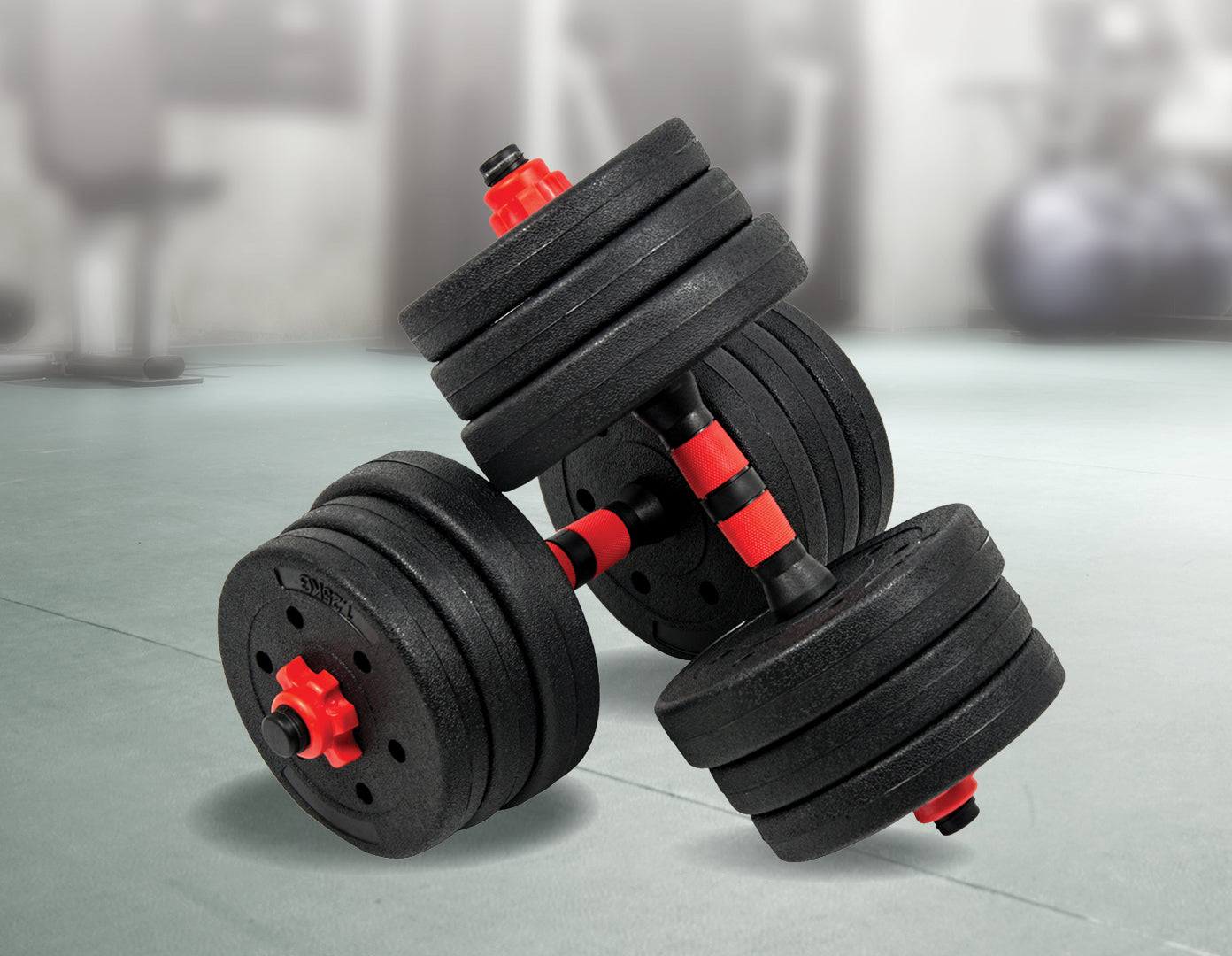 20kg Adjustable Rubber Dumbbell Set Barbell Home GYM Exercise Weights