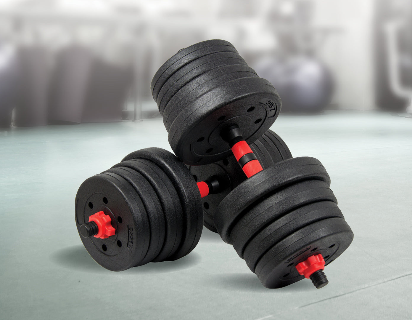 30kg Adjustable Rubber Dumbbell Set Barbell Home GYM Exercise Weights